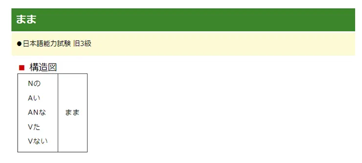日文文型 まま