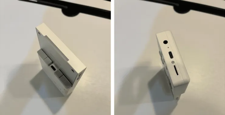 TRIMUI Brick的主機平衡相當特別，不管正著站還是倒著站都十分穩定