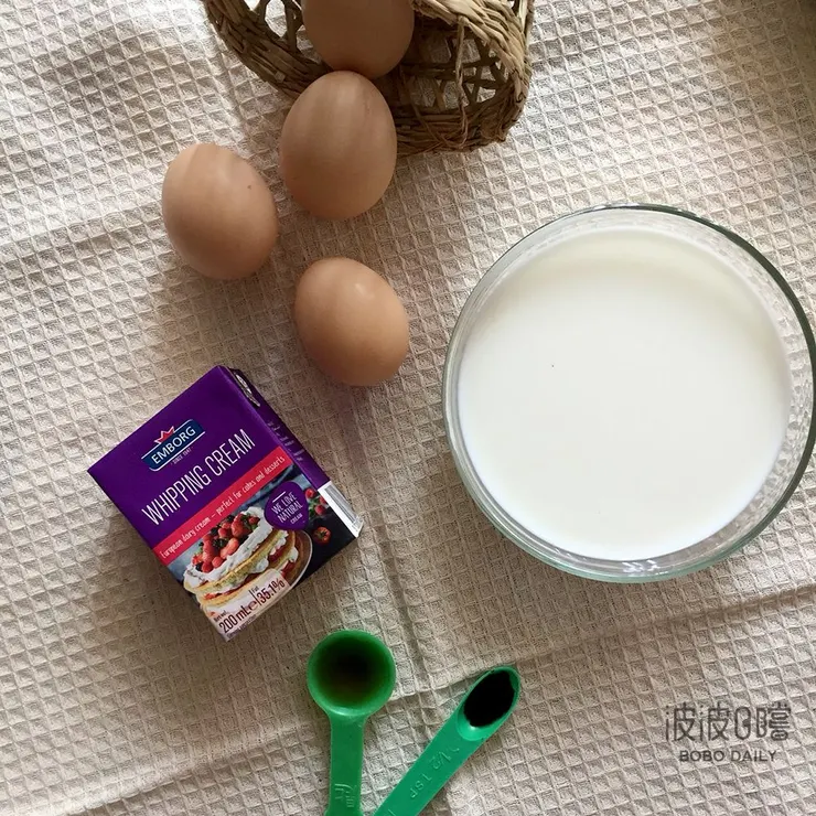 製作布丁的食材