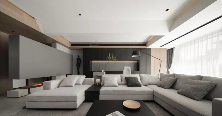 以白色、灰色與米色為基礎，大量搭配木材、棉麻、亞麻等天然材料，營造質樸且清新的居家感受。