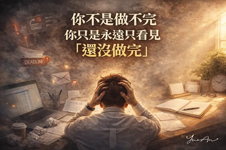 當大腦陷入「注意力殘留」的混亂(左),你需要的不是更努力,而是建立邊界。透過「隔週分流」,找回屬於你的專注與那道光(右)。