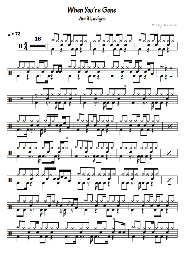 When You're Gone 鼓譜p1.