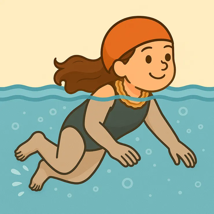 蛙腳進度報告~雖然還是停留在『蛙腳階段』,但至少現在能在水裡慢慢往前。看著自己一腳一腳踢出小水花,偶爾還能成功換氣,我就忍不住笑:嗯~雖然笨拙,但這就是屬於我的小小前進。進步不需要轟烈,有時候一點點也很值得紀念。