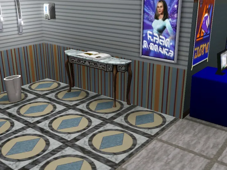 這裏是電梯大堂。旁邊小桌上的活頁簿印有這星期活動室的使用辋況，方便不喜歡使用電腦的客人。