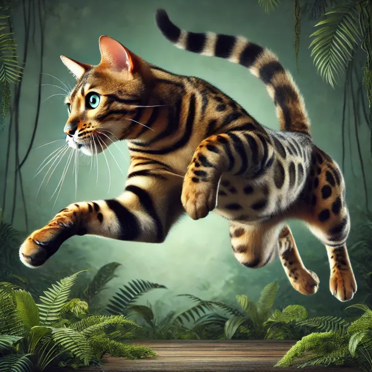 圖二:充滿活力的孟加拉貓,展示其獨特的豹紋和健壯的體格