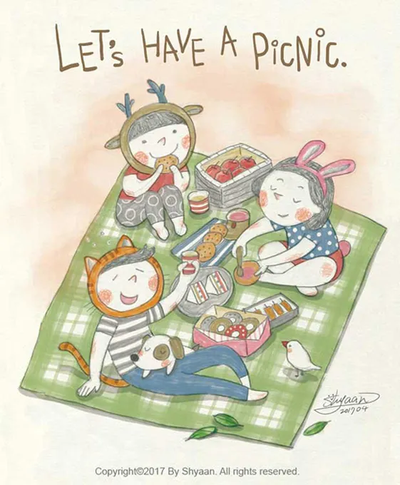 野餐(鉛筆+電繪)