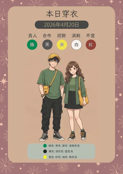 今日五行幸運顏色分享