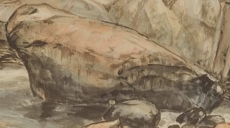 〈石隙疏淺〉局部－水豚岩