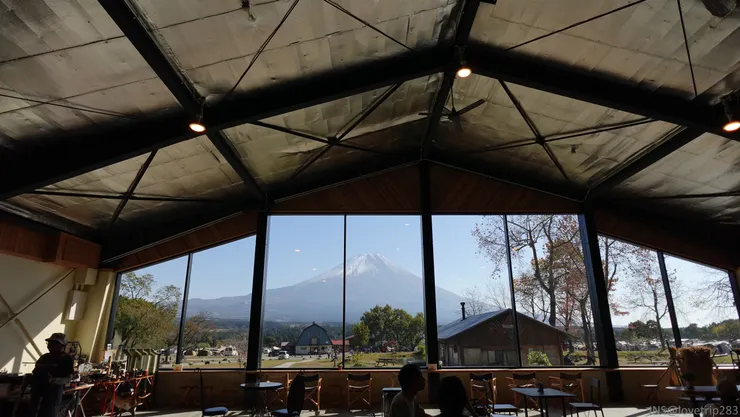 從大片的窗戶看出去就是富士山，同行友人說不要邊吃邊看窗外，會忘記時間(笑)