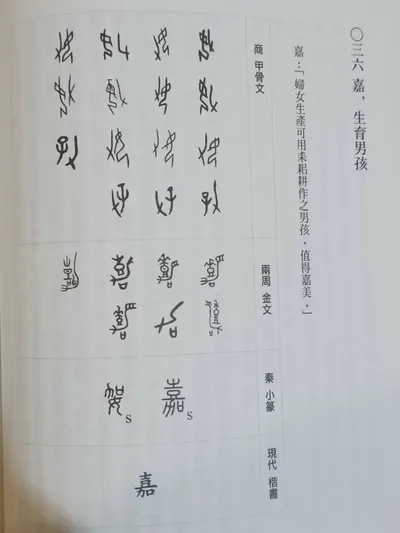 許進雄 文字小講 - ○三六  嘉，生育男孩