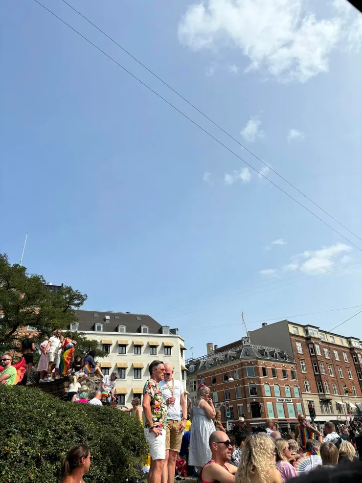 我們在路線會經過的公園等待遊行經過
