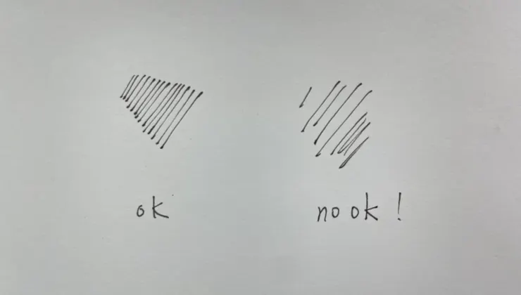 純粹線條的均勻度則是注意線與線之間的距離盡量相同。