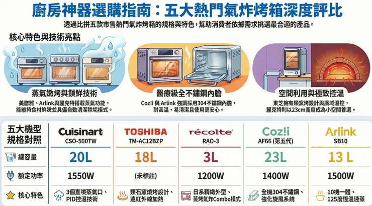 2026五款人氣氣炸烤箱五款大統整比較