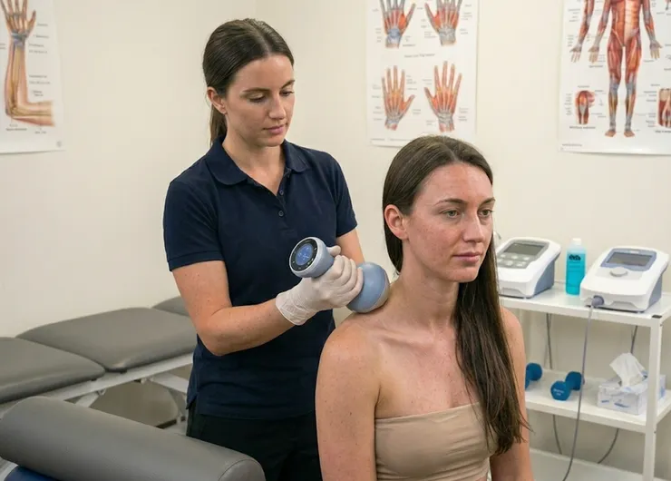 透過聚焦式震波對雙側異常構造進行精準的穿透，能量深層轟炸沾黏改善微循環以釋放神經夾擠，同時有效緩解關節囊發炎與張力。