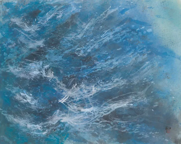 2022-江心靜-海洋心象-我心蕩漾- 76×95 cm-水墨設色紙本