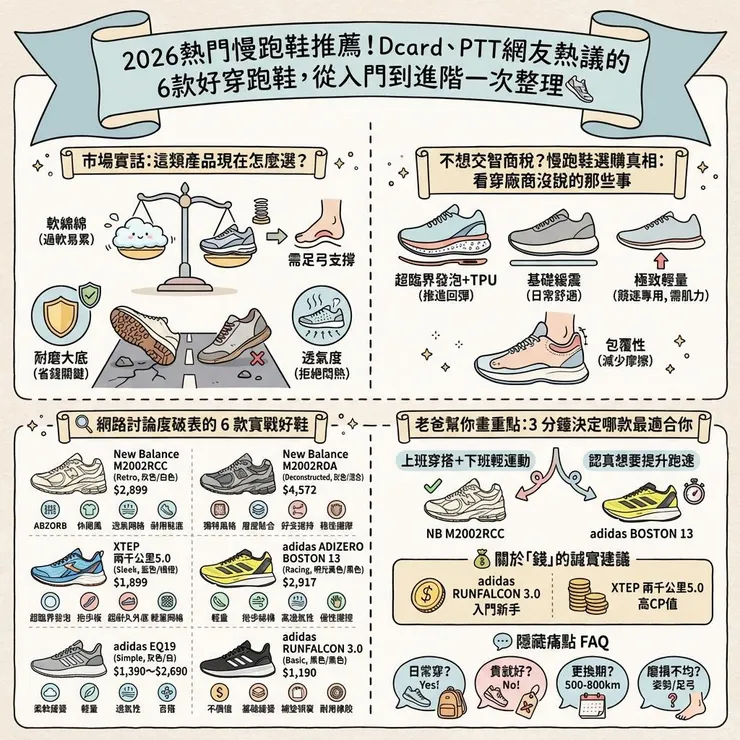 2026熱門慢跑鞋推薦！Dcard、PTT網友熱議的6款好穿跑鞋，從入門到進階一次整理 👟