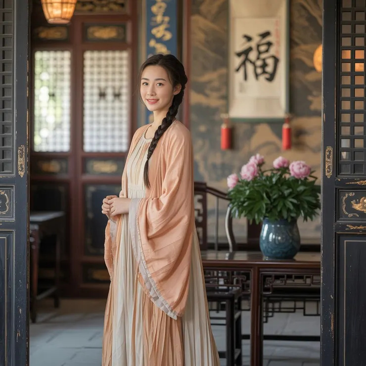 藕色古裝女子
