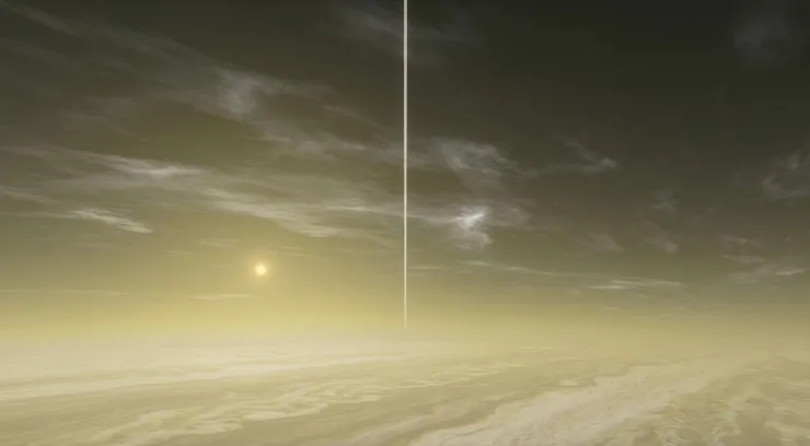 土星赤道上的景象（Gemini 模擬示意圖）