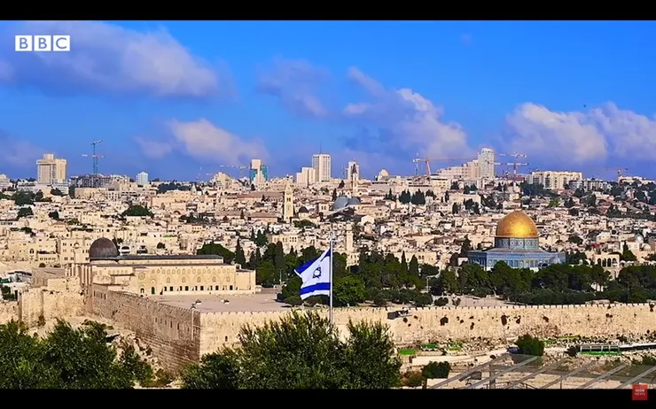 飄揚著以色列國旗的耶路撒冷