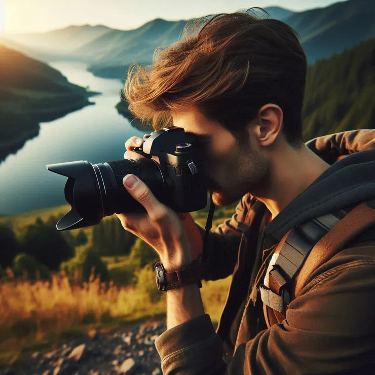 攝影師在自然景觀拍攝