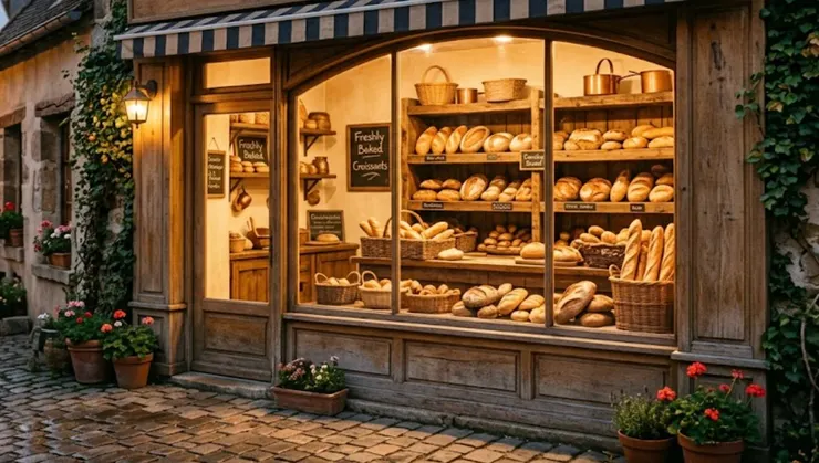 不大但溫暖溫馨的歐式麵包小店 - AI