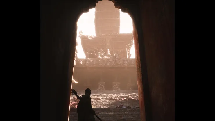 臥虎寺門，階梯上可見隨意棄置的屍身