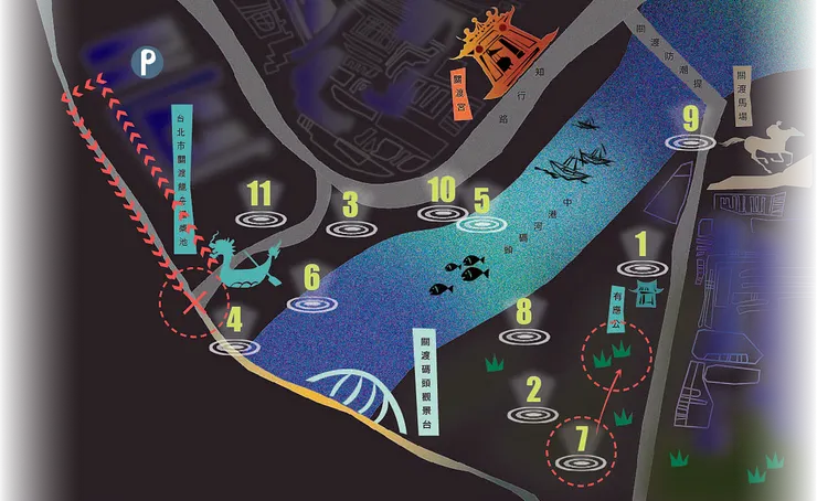 導覽地圖存在嚴重錯誤及誤導。圖片來源:關渡光藝術節官方網站;繪製:UX.Debugger。