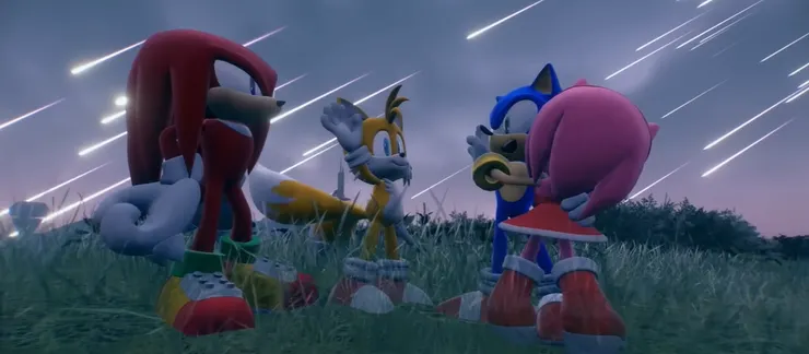 戰鬥後的擁抱與擊掌 ，胜利從不是索尼克一個人的成果。