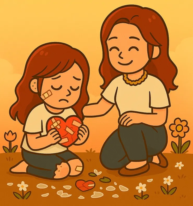 現在的我，學會了慢慢靠近自己， 也願意靜靜聽聽自己的心心世界，看看她的樣子。  我會溫柔地摸摸她，告訴她： 「我知道，你一直都很努力， 為了守著這顆心，小心翼翼地呵護著它。」