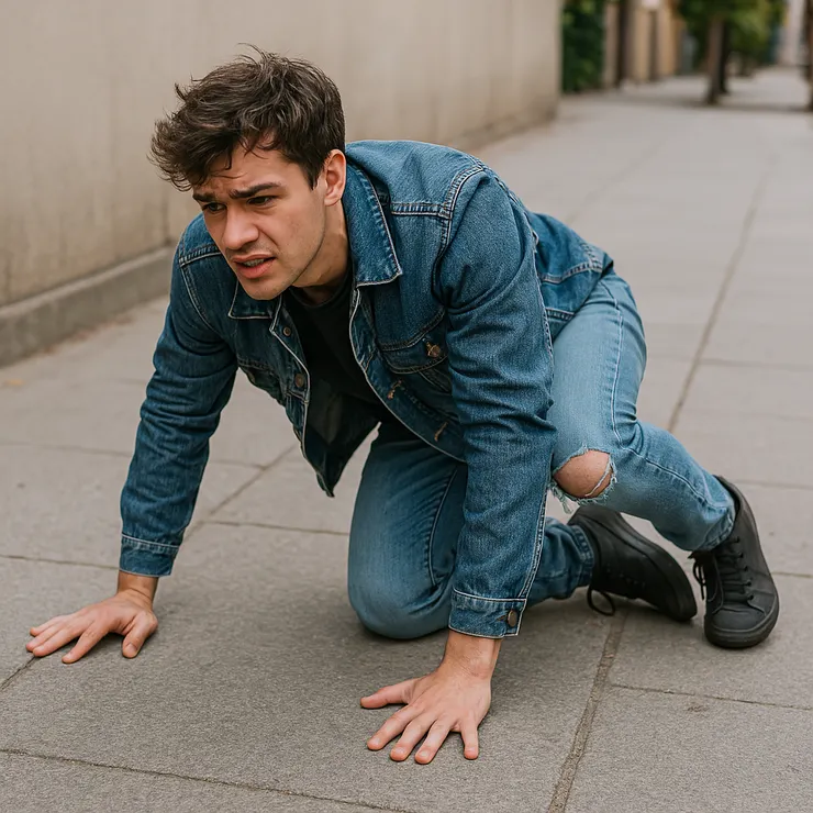 AI示意圖：跌倒了，就再站起來。