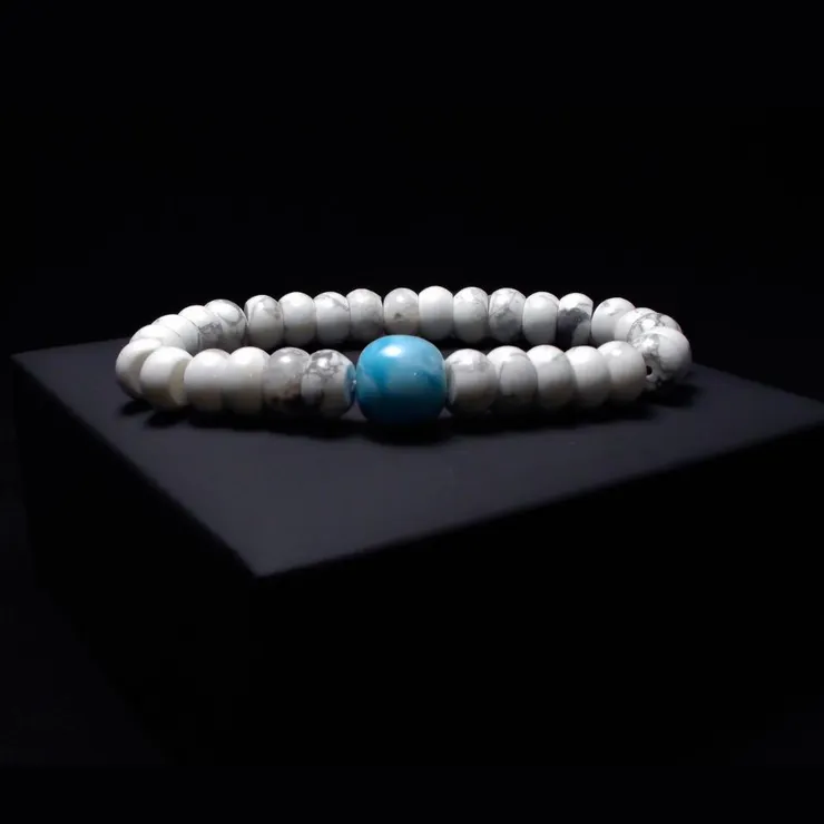 海紋石與白松石  男士手鍊