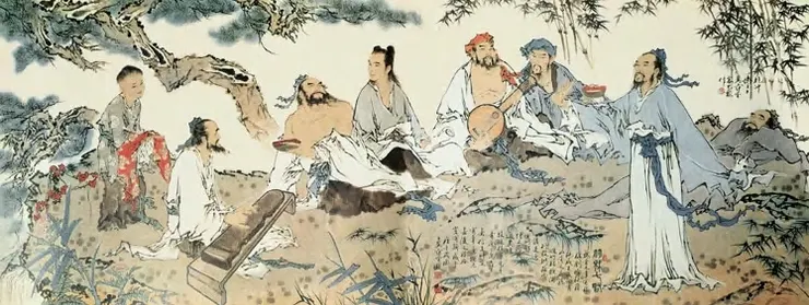 後人想像中清談的形象(范曾「竹林七賢」圖)【圖片來源:正一藝術】