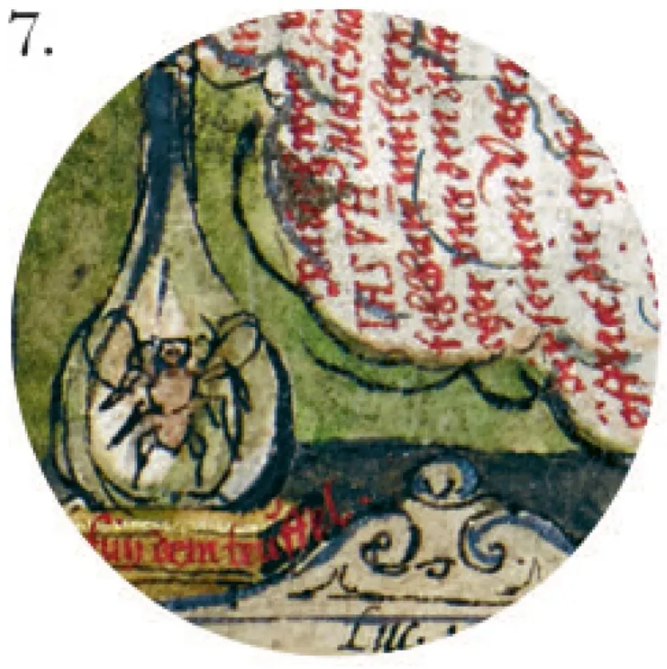 7.	邪靈——行者的桌子左邊，有一個典型的煉金術燒瓶，裡面裝著看起來有點像昆蟲的受困邪靈。