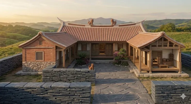 融合閩台琉三地文化要素的台式民居渲染圖