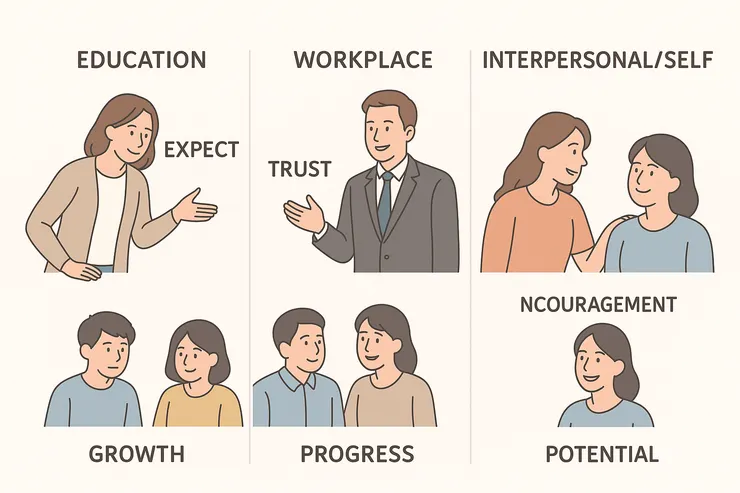 教育中的期望、職場中的信任、人際中的鼓勵,都是推動人們成長的力量。(本圖由AI協助生成。)