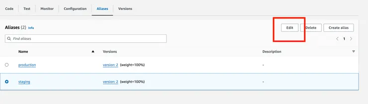 編輯別名的lambda版本