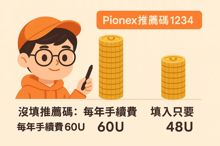 使用派網推薦碼「1234」後,交易手續費立減,每年省下 12U!