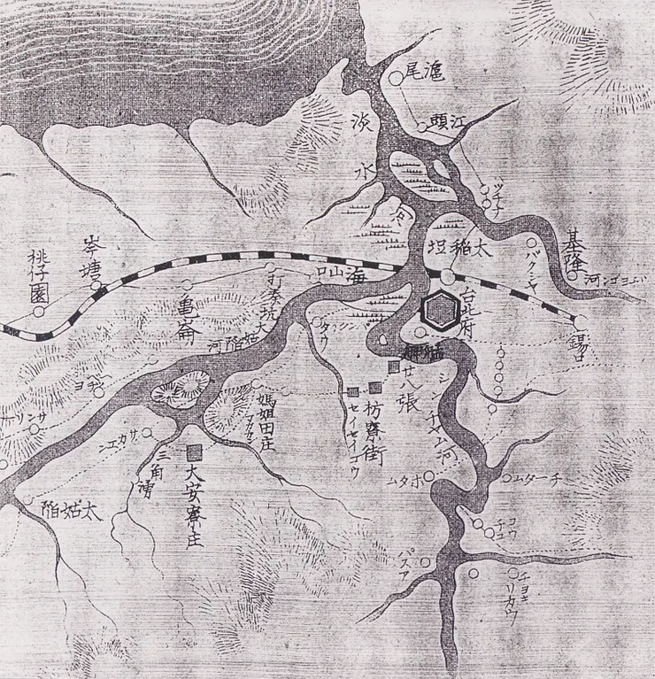 1895 年，臺北淡水河流域與鐵道線路圖。圖／臺灣古地圖田野影像工作室典藏