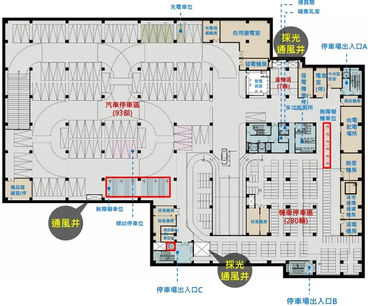 地下1層平面圖(圖自台北市政府工務局新建工程處)