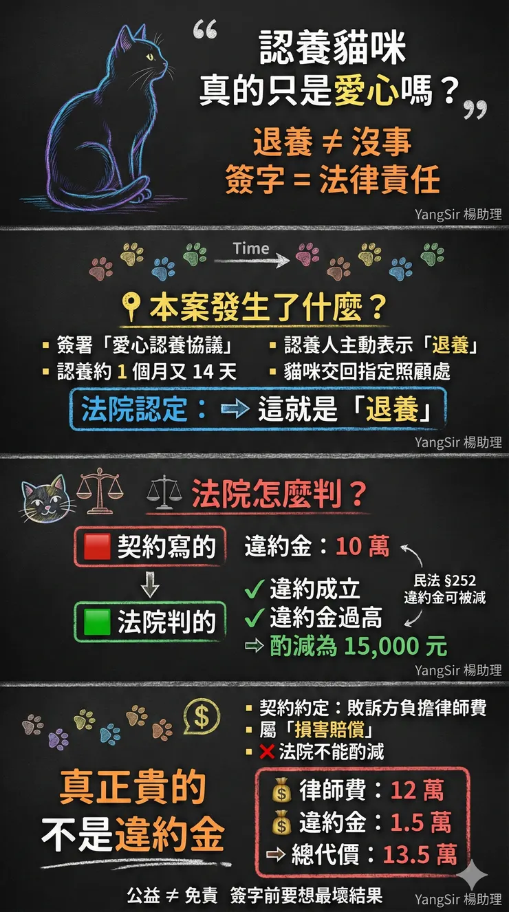 認養契約之違反效果的約定,法院是肯認