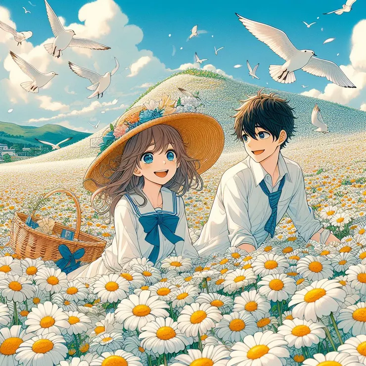 花海中，我們嬉戲打鬧