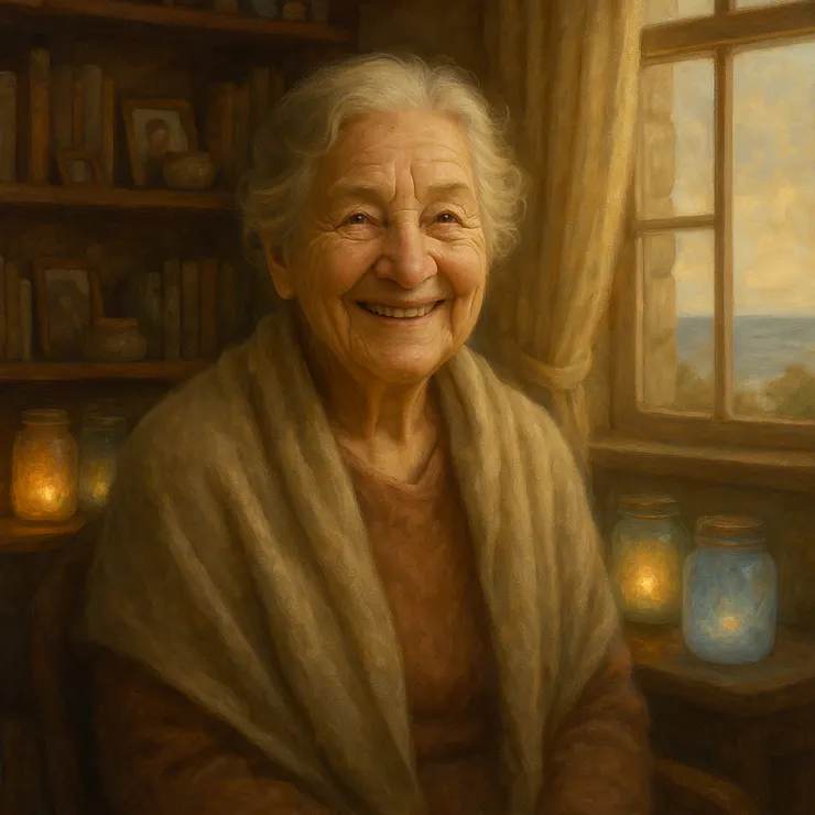 The secret to Jane’s magic was held in her delicate, glassy jars, lined up neatly along her cottage windowsill, each softly glowing with a different hue.