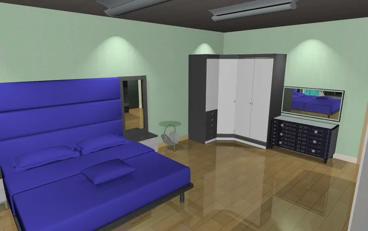 淺色的木地板，讓房間多了一份簡潔的感覺。