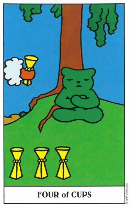 聖杯四｜小熊塔羅