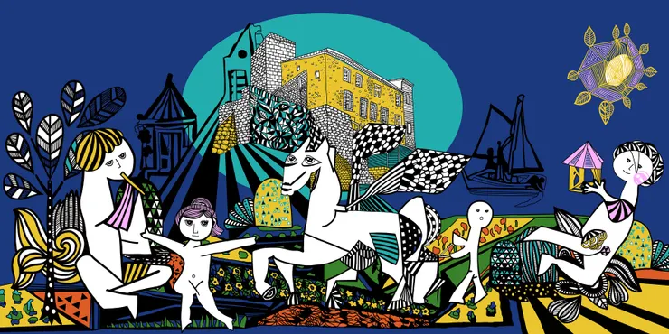 「我在這裡，我在那裡」創作系列 Antibes  x Picasso ©Phebea菲比在畫面中放入Picasso在Antibes的生活軌跡與創作元素