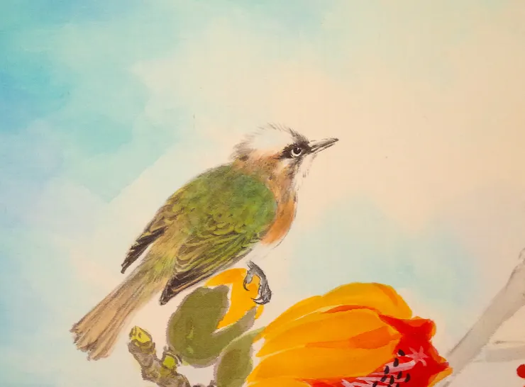 〈四月天晴〉局部－白頭翁