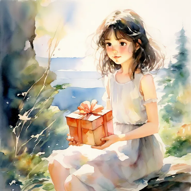 女孩帶著禮物出現，如同童話中的仙子