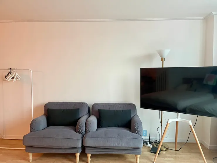 這兩張沙發真的是伴我每天走到腿斷的洗澡前耍廢時光的好夥伴，愛死｜弘大住宿推薦Junho's House