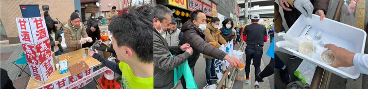 沿路有民眾提供私人補給