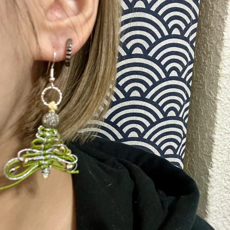 聖誕樹繩結耳環